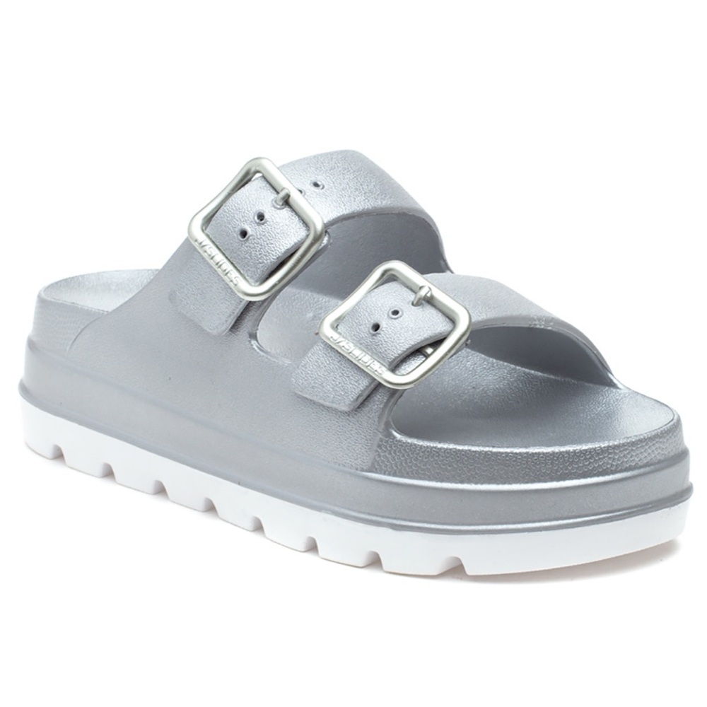 J Slides NYC Simply Sandal Silver Eva Size 7